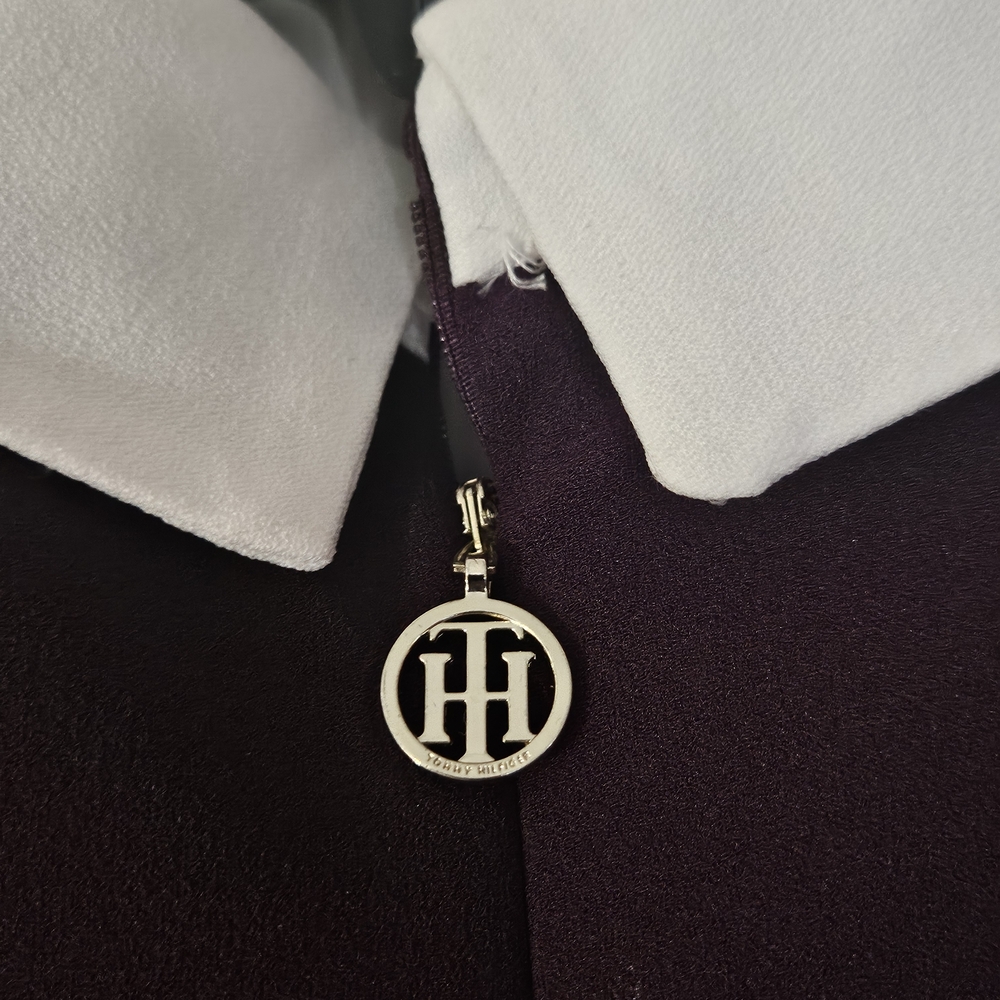 Tommy Hilfiger Plum Skater Style Dress with White Collar - Women - Size 16 - Picture 7 of 8